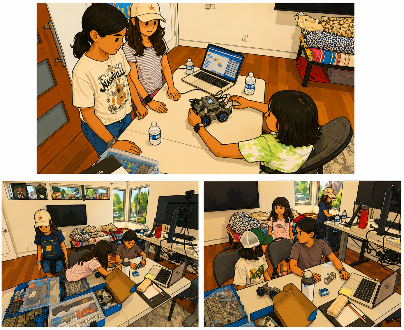 Students working in the robotics workshop