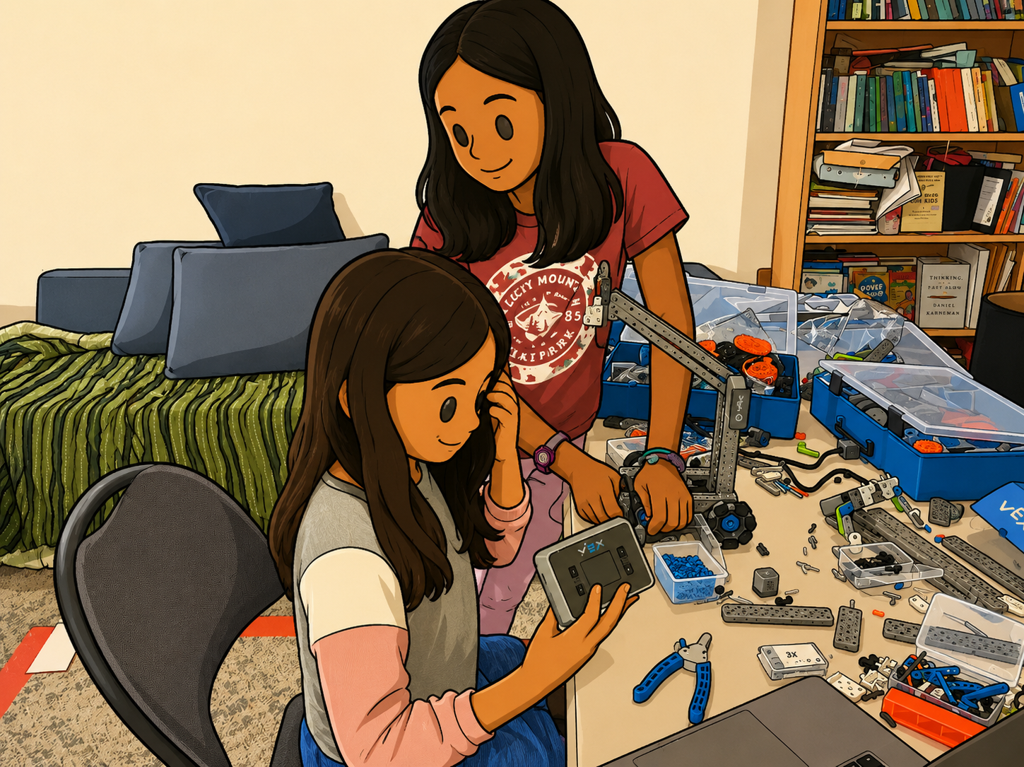 Students working in the robotics workshop