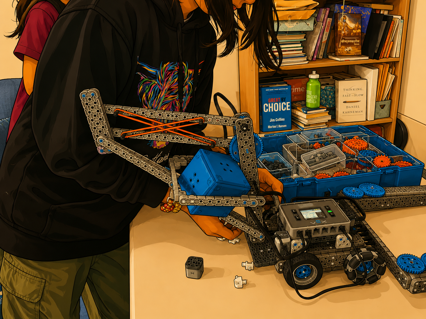 Students learning about robotics competitions