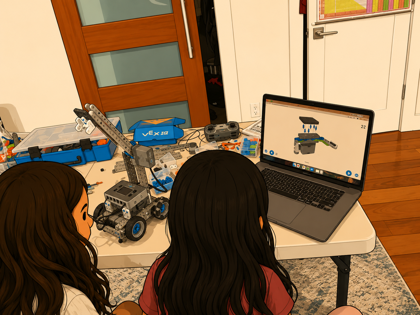 Students programming a color sensor